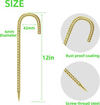 20 Pack 12 Inch Rebar Stakes Anti-Rust Galvanized Steel J Shape Hook Strong Ground Anchors for Tents, Position Kits, Fences, Trampolines Landscape Fabric for Farm Garden