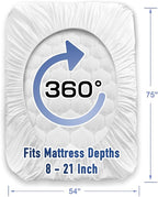 MATBEBY Bedding Quilted Fitted Full Mattress Pad Cooling Breathable Fluffy Soft Mattress Pad Stretches up to 21 Inch Deep, Full Size, White, Mattress Topper Mattress Protector