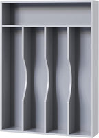 Bellsal Grey Utensil Organizer 10 Inch Silverware Tray for Drawer Utensil Holder Cutlery Organizer Kitchen Drawer Organizer 5 Compartment Small Narrow Bamboo
