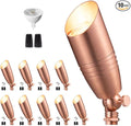 Low Voltage Spotlight LED - 12V Copper Outdoor Light Fixture Weather Proof, Brass Landscape Lights Hardwired for Flag Sign with Neutral White MR16 Removable Bulbs (10 Pack)
