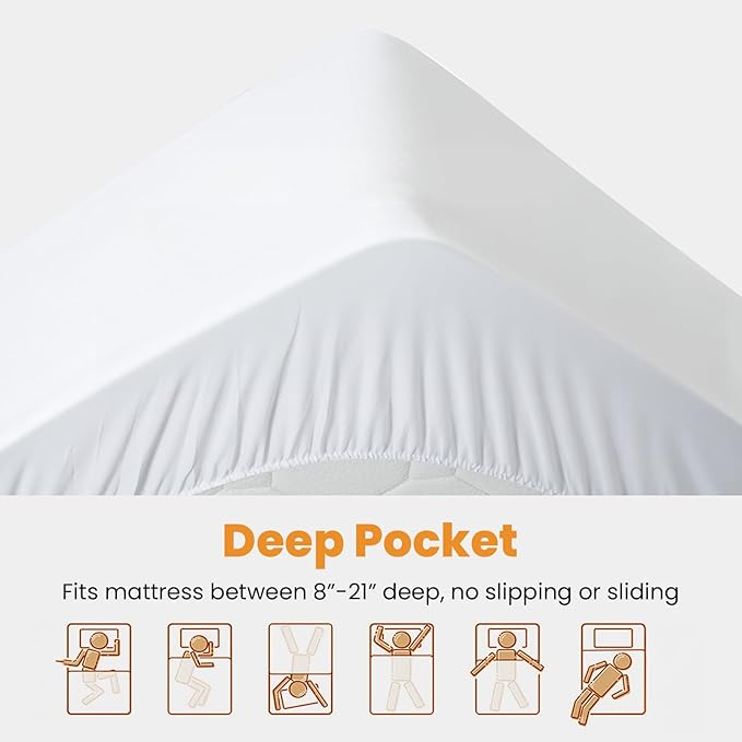 MATBEBY Full Size Mattress Pad - Cooling Breathable Mattress Topper, Quilted Fitted Mattress Protector, Pillow Top Mattress Cover with 8-21" Deep Pocket, Soft, Machine Washable, White, 54x75 Inches