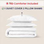 Kotton Culture 3 Pc California King Size Duvet Cover Set -100% Egyptian Cotton Sateen 600 Thread Count Ultra Soft Premium Durable Comforter Cover Zipper Closure & Corner Ties (Striped White,104"x98")