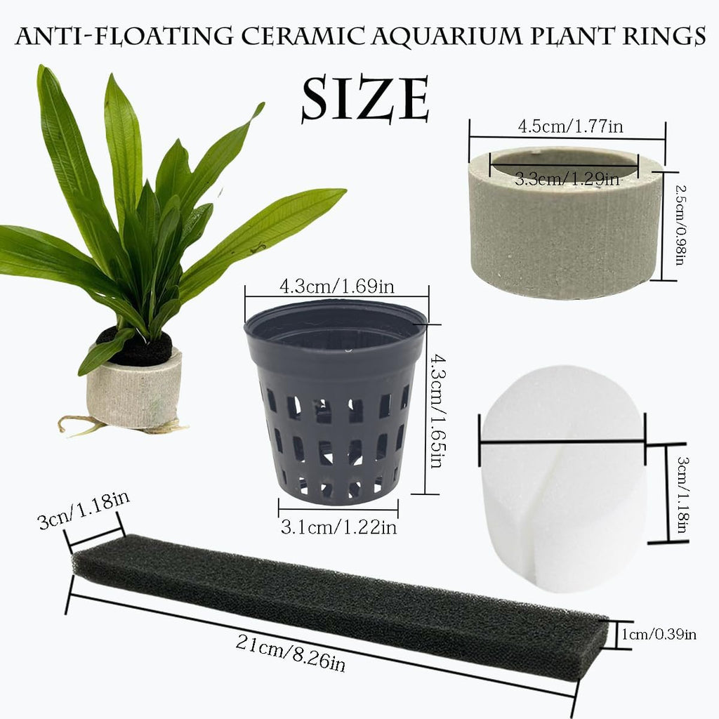 40 Pcs Aquatic Plants Fixed Rings Set, Anti-Floating Ceramic Aquarium-Plant Rings Plant Weights Pot, AquaticPlant Fixed Holder Aquarium-Landscape Decoration Fish Tank Accessories
