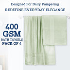 Casa Lino 4 Pack Bath Towels (27x54), 100% Pure Cotton, Luxury Bath Towels, Lightweight & Highly Absorbent, Quick Drying Towels for Bathroom, for Daily Use Bathroom, Light Sage