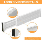 REBECAT 5 Pack Drawer Dividers for Clothes Adjustable Drawer Dividers 4" High Expandable from 15"-21" for Dresser Baby Clothes Bathroom,Bedroom Kitchen and Office Storage，White