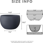 Kante 15.7" Dia Round Concrete Planter, Outdoor/Indoor Large Bowl Plant Pots with Drainage Hole and Rubber Plug for Garden Patio Balcony Home, Charcoal