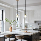 Modern Pendant Light, Brushed Brass Pendant Light Fixture for Kitchen Island, Small Cut Crystal Single Pendant Lighting for Dining Room Bathroom