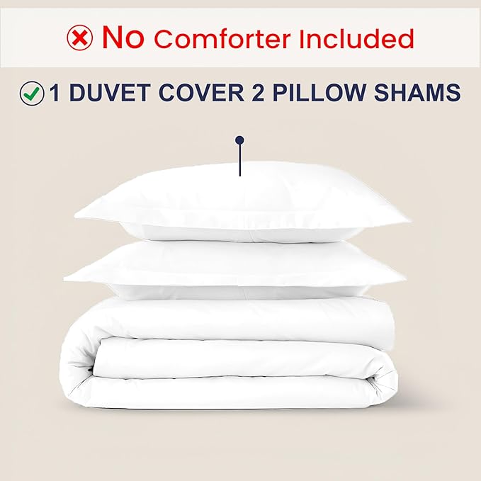 Kotton Culture 3 Pc King Size Duvet Cover Set- 100% Egyptian Cotton Sateen 600 Thread Count Ultra Soft Premium Durable Comforter Cover Zipper Closure & Corner Ties (White, King 102"x94")