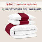 Kotton Culture 3 Pc Queen Size Duvet Cover Set- 100% Egyptian Cotton Sateen 600 Thread Count Ultra Soft Premium Durable Comforter Cover Zipper Closure & Corner Ties (Snow Red, Queen/Full 90" X 90")