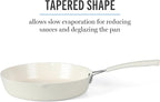 Martha Stewart Heathland 9.5 Inch Aluminum Cookware Non-Toxic Premium Ceramic Non Stick Frying Pan, Kitchen Egg Pan, Omelet, Pots and Pans, Linen White, Induction Safe