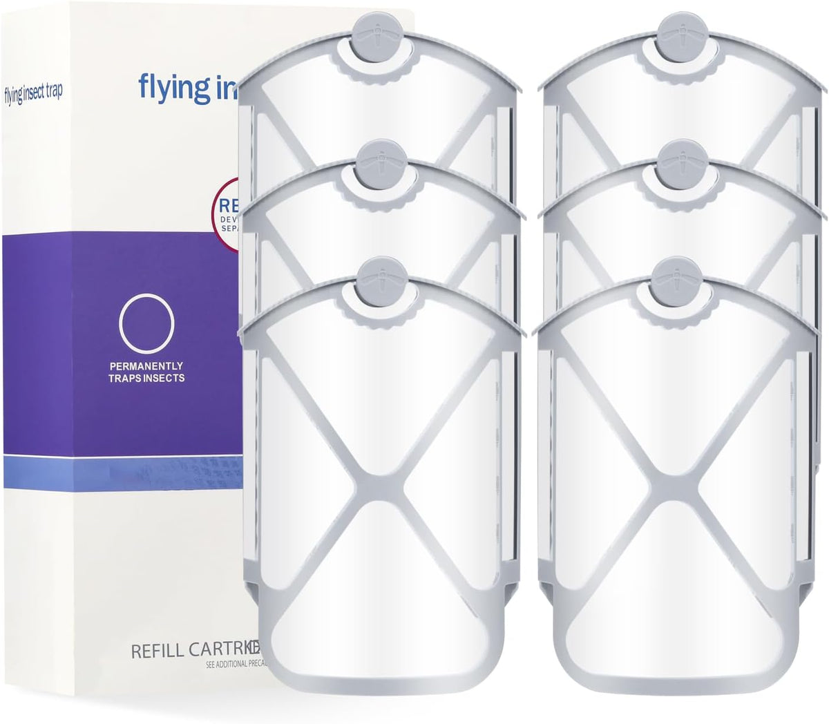 Flying Insect Trap Refills & 6 Cartridges, Compatible with ZEVOM364A Refill (6 Cartridges)