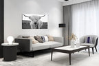 XXMWallArt FC3650 Highland Cow Canvas Art - Black and White Animal Wall Art for Living Room, Bedroom, Office Decor