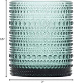 Fortessa Jupiter Beaded Hobnail Glass, 10 Ounce Double Old Fashioned (Set of 6), Sage Green