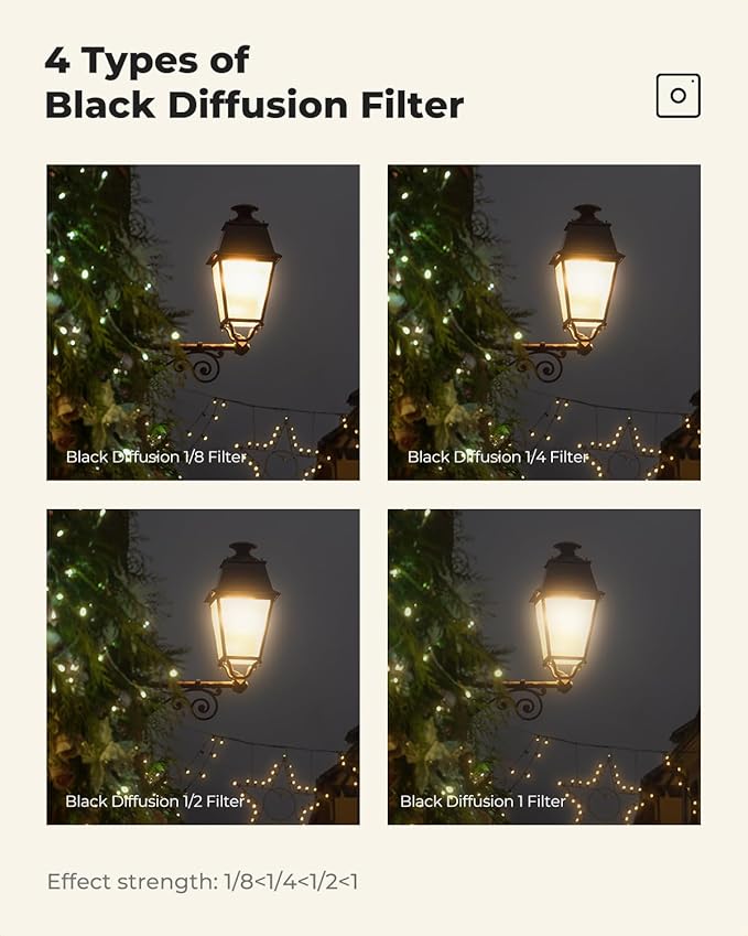 K&F CONCEPT 43mm Black Diffusion 1/8 Filter, Mist Dreamy Cinematic Effect Filter for Video/Vlog/Portrait Photography K-Series