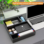 Black Bamboo Drawer Organizer - Silverware&Utensil Holder Organizer for Kitchen Drawers, Multi-Use Drawer Dividers Boxes for Bathroom Counter，Cabinet, Garage, Office Desk, Makeup, Jewelry (12"3"2.5")