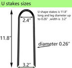 Heavy Duty Trampoline Anchors High Wind U-Shaped Sharp Ends Ground Anchor Galvanized Steel 11.8inch Safety Stakes for Soccer, Tents and Garden Decorations (Black 8pcs)