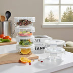 4Pack Round Glass Food Storage Containers With Lids, 1.5 Cup Round Meal Prep Bowls With Lids BPA-Free, Small Glass Food Containers for Soup Leftover, Microwave, Dishwasher, Freezer Safe