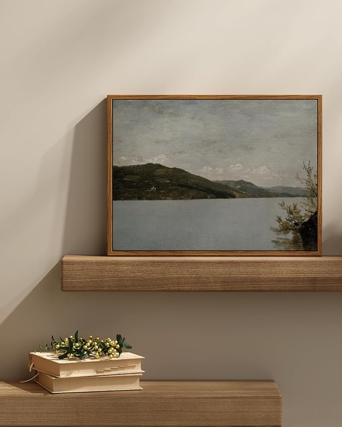 InSimSea Framed Canvas Wall Art Vintage Decor, Classical Landscape Paintings Artwork, Vintage Nature Decor, Retro Wall Decoration for Bedroom Living Room Bathroom, 12"x16"