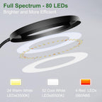wolezek Grow Lights for Indoor Plants Full Spectrum, 80 LEDs 3 Colors Grow Light, 65in Plant Lights for Indoor Growing with 360°Gooseneck, 6/12/16H Timer, 5 Brightness, Height Adjustable, Black Pair