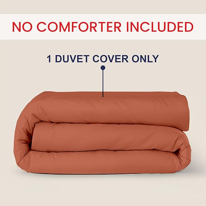 Kotton Culture 120"x98" 1 Pc Oversized King Duvet Cover Only 100% Egyptian Cotton - 600 TC Comforter Cover, Zipper Closure & Corner Ties - Fits Large King Inserts (Oversized King, Burnt Orange)