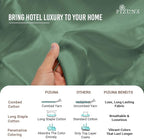Pizuna Pure 100% Cotton Queen Duvet Cover Set, Luxurious 400 Thread Count Long Staple Cotton Sateen Weave with Button Closure (Combed Hedge Green Cotton Duvet Cover Queen)