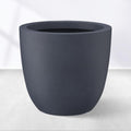Kante 14 Inch Dia Round Concrete Planter, Indoor Outdoor Large Plant Pot with Drainage Hole and Rubber Plug for Home Patio Garden, Dark Gray