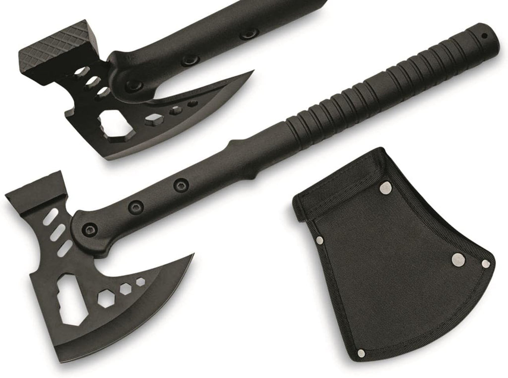 Szco Supplies 16.25” Black Multipurpose Outdoor Camping Survival Hammer Hatchet Axe with Nylon Sheath 211557 Back