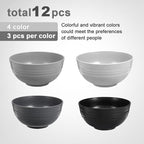 12 Pcs Unbreakable Cereal Bowls Set, 26 Oz Wheat Straw Bowls Set, Microwave & Dishwasher Safe Bowls for Kitchen, Reusable Plastic Bowls for Soup, Salad and Snack, BPA Free, Multicolor