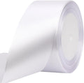 White Solid Satin Ribbon 2 Inch 25 Yards Solid Polyester Fabric Ribbon for Gift Wrapping Wedding Christmas Baby Shower Birthday Party Decoration Handmade Immortal Flower Craft