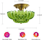 Ceiling Lights Semi Flush Mount Ceiling Light, Modern Gold Ceiling Light with Green Glass,Ceiling Lights Fixture Suitable for Bedroom Dining Room Kitchen Living Room Entryway Hallway