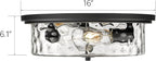 Industrial Flush Mount Ceiling Light, 16" 3-Light Modern Ceiling Light Fixture, Hammered Modern Kitchen Ceiling Light for Bedroom, Living Room, Kitchen Island (Black)