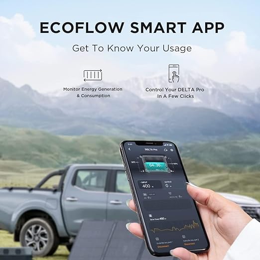 EF ECOFLOW Solar Generator 120V/3.6KWh DELTA Pro with 400W Portable Solar Panel, 23% High Efficiency, 5 AC Outlets, 3600W Portable Power Station for Home Backup Outdoors Camping RV Emergency