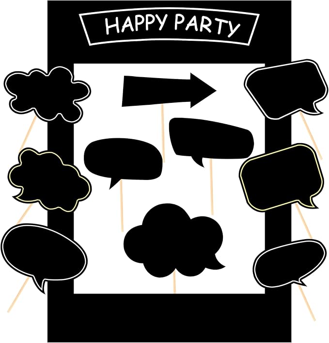 18pcs Blank Photo Booth Props Black Chalkboard Photo Booth Props Frame with Bubble DIY Photo Props for Birthday Wedding Party Supplies(Black)