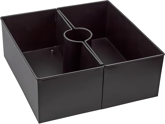 AuldHome Design Umbrella Planter for Patio Table (Black Square), w/Umbrella Hole, Enamelware Rectangular Planter Pots