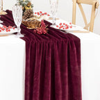 MLMC 2 Pack Burgundy Velvet Table Runner 10ft Elegant Luxury Wine Red Velvet Fall Table Runner 20x120 Inches Table Decor for Wedding Bridal Shower Home Party Thanksgiving Christmas Decor