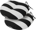 Bistro Chair Cushions 15 inch,Set of 2,Tufted Round Chair Cushions with Ties,15"x15"x4",Water Resistant Round Seat Cushion for Barstool Chairs,Patio Garden Kitchen Outdoor Furniture(Black White)