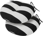 Bistro Chair Cushions 15 inch,Set of 2,Tufted Round Chair Cushions with Ties,15"x15"x4",Water Resistant Round Seat Cushion for Barstool Chairs,Patio Garden Kitchen Outdoor Furniture(Black White)