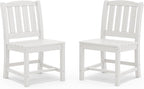 SERWALL Outdoor Dining Chairs Set of 2, All-Weather HDPE Patio Armless Chairs, White