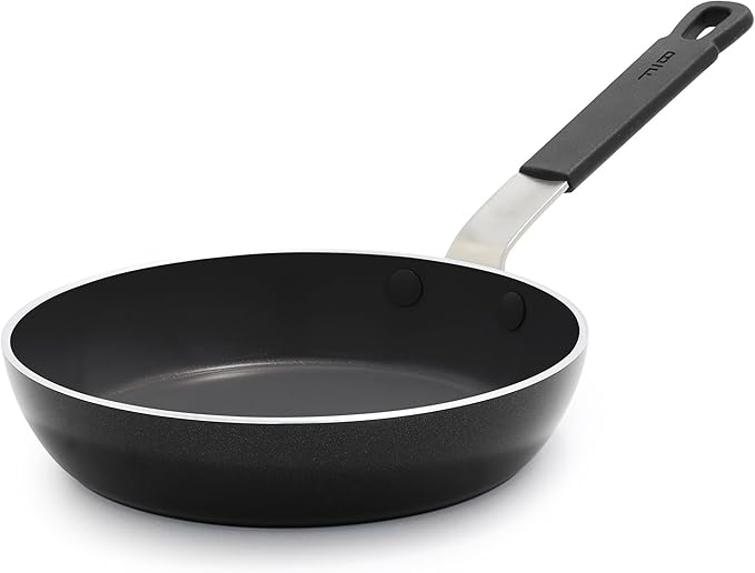 GreenPan x Bobby Flay 8" Nonstick Frying Pan Skillet, PFAS-Free Diamond Ceramic, Induction Suitable, Stay-Cool Silicone Handle, Easy Clean Dishwasher & Oven Safe, Egg & Omelet Pan, Black