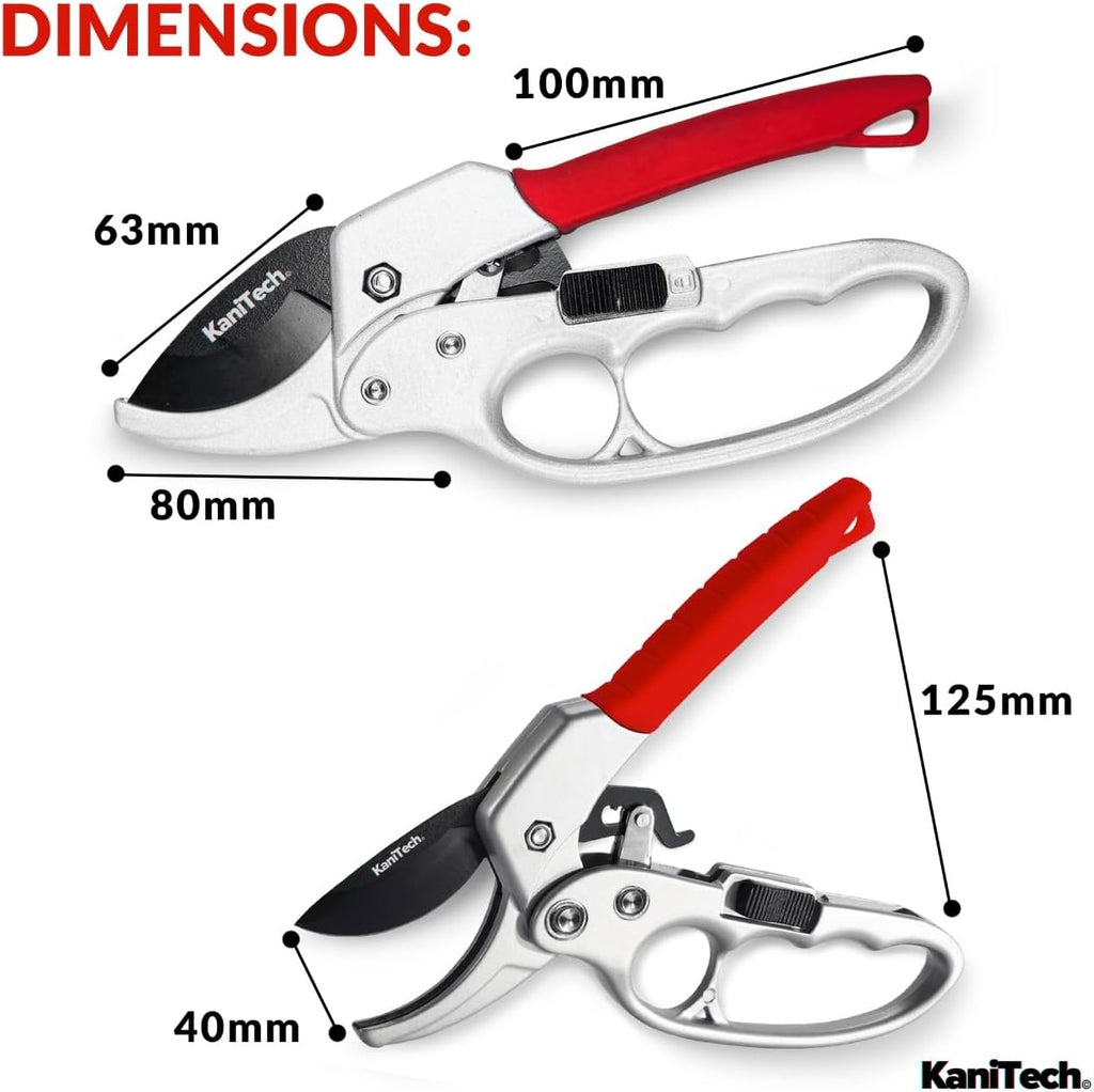 Pruning Shears for Gardening with Gloves - Heavy Duty Garden Shears, Aluminum Hand Pruners with TPR Grip Handle, 8 inch 3.55mm Thick Blade - for Branches, Flowers & Plants (Red)
