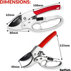 Pruning Shears for Gardening with Gloves - Heavy Duty Garden Shears, Aluminum Hand Pruners with TPR Grip Handle, 8 inch 3.55mm Thick Blade - for Branches, Flowers & Plants (Red)