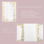 PONATIA 50 PCS Vellum Jackets for 5x7 Invitations- 135gsm Gold Foil Print Floral Printed Vellum Sleeves, Quinceanera Wedding Invitation Cards Wraps, Transparent Christmas Gift Cards Jackets