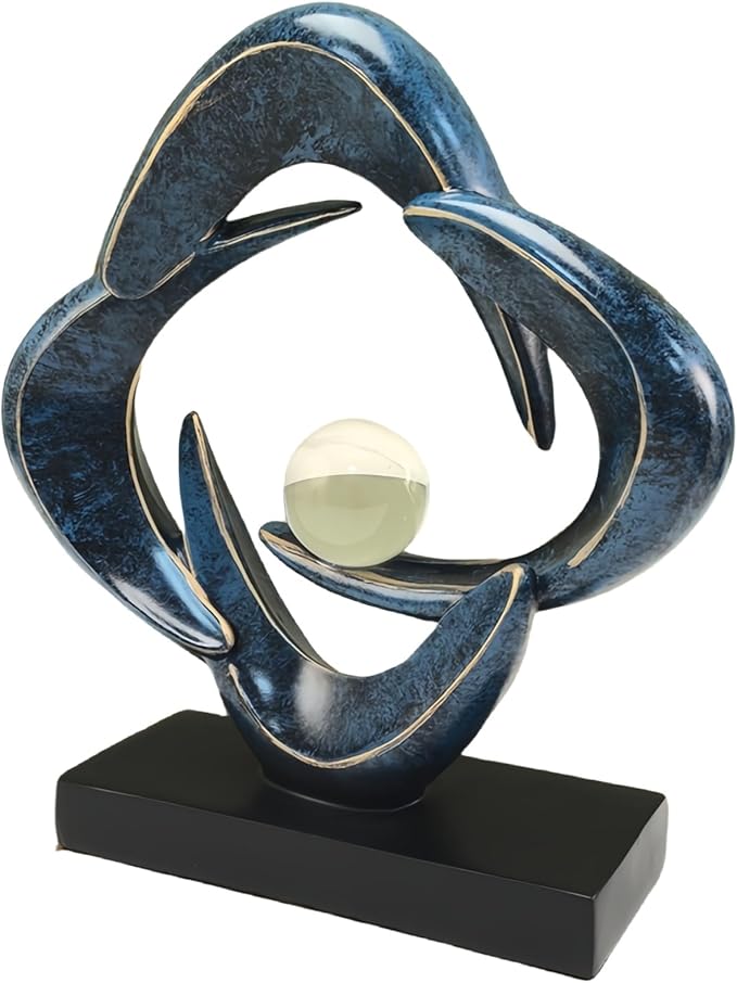 Modern Home Decor Abstract Decorative Sculpture Decorations for Living Room Dining Room Office, Resin Art Statues Coffee Table Bookshelf Decor Accents (Blue)