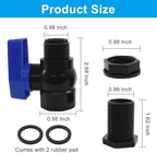2 Pack 3/4 Inch Rain Barrel Spigot Kit, PVC Barrel Valve with Bulkhead Fitting, Water Spigot for Tanks, Ponds, Aquariums