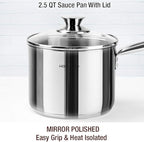 HOMICHEF 14-Piece Nickel Free Stainless Steel Cookware Set - Nickel Free Pots and Pans Set - Non-Toxic, Healthy Induction Cookware