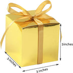 COTOPHER 25pcs Wedding Favor Boxes, Paper Gift Boxes 3x3x3 Inches Small Gift Boxes with Ribbons Small Boxes for Gifts, Crafting, Cupcake, Candy, Bridesmaid Proposal Boxes