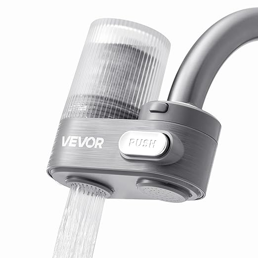 VEVOR Water Filter for Sink Faucet, Faucet Mount Water Filtration, 5-Stages Filter Reduce 97% Lead, 95% Chlorine, Rust, Skincare Tap Water Purifier for Kitchen Bathroom,1 Filter, Grey