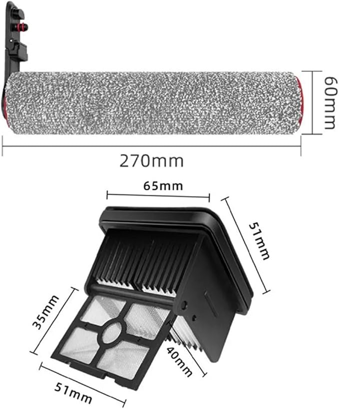 Main Roller Brushes Filter，Compatible For Dreame，H40 Ultra / H40 Pro Wet Dry Vacuum Cleaner Spare Parts Floor Scrubber .(E)