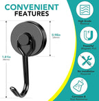 DIYMAG Black Magnetic Hooks, 80LBS Strong Magnetic Hooks Heavy Duty, Strong Magnet Hooks with Metal Hanger for Hanging Refrigerator Home Kitchen Office, 8Pack