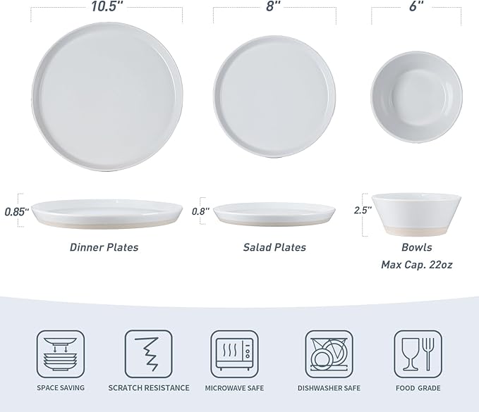 Famiware Saturn Speckled Dinnerware Sets for 8 (24 Pieces), Stoneware Plates and Bowls Dish Set - Chip and Scratch Resistant, Microwave and Dishwasher Safe, Multi-color